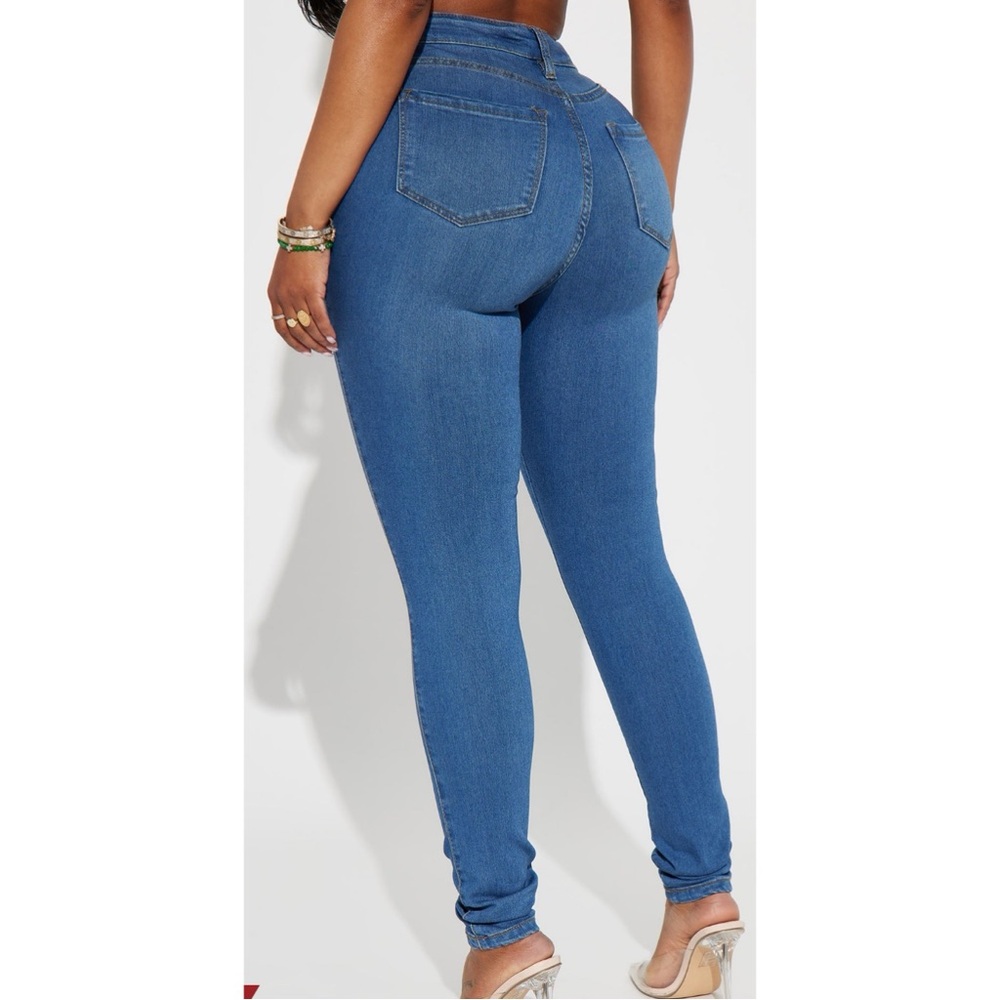 Classic High Waist Skinny Jeans Medium Blue Wash - Picture 2 of 3